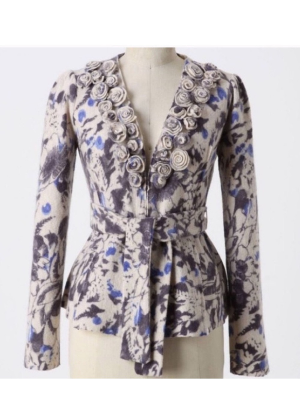 NWT Anthropologie Bud Blossom and Blue wool Cardigan' by Tabitha size L